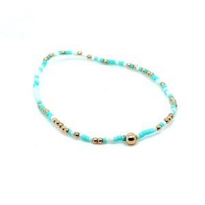 Enewton Blue/White/Gold Beaded Bracelet